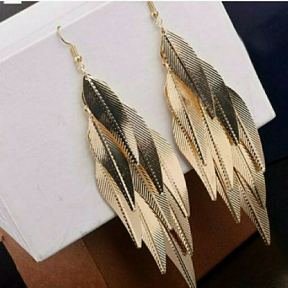 🎀Boho Style Layered Leaf Earrings - Picture 2 of 5